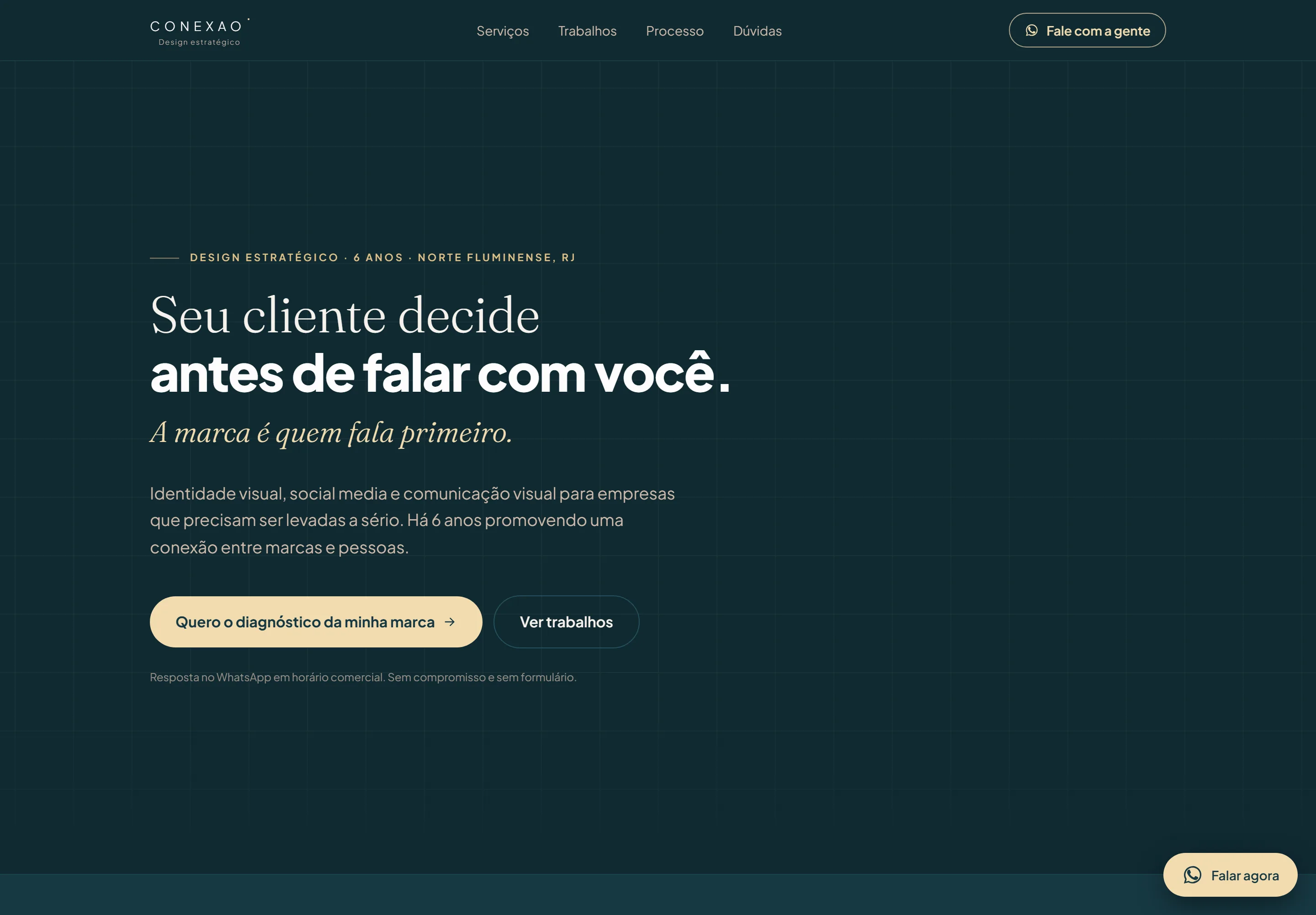 Primeira tela do site da Agência Conexão
