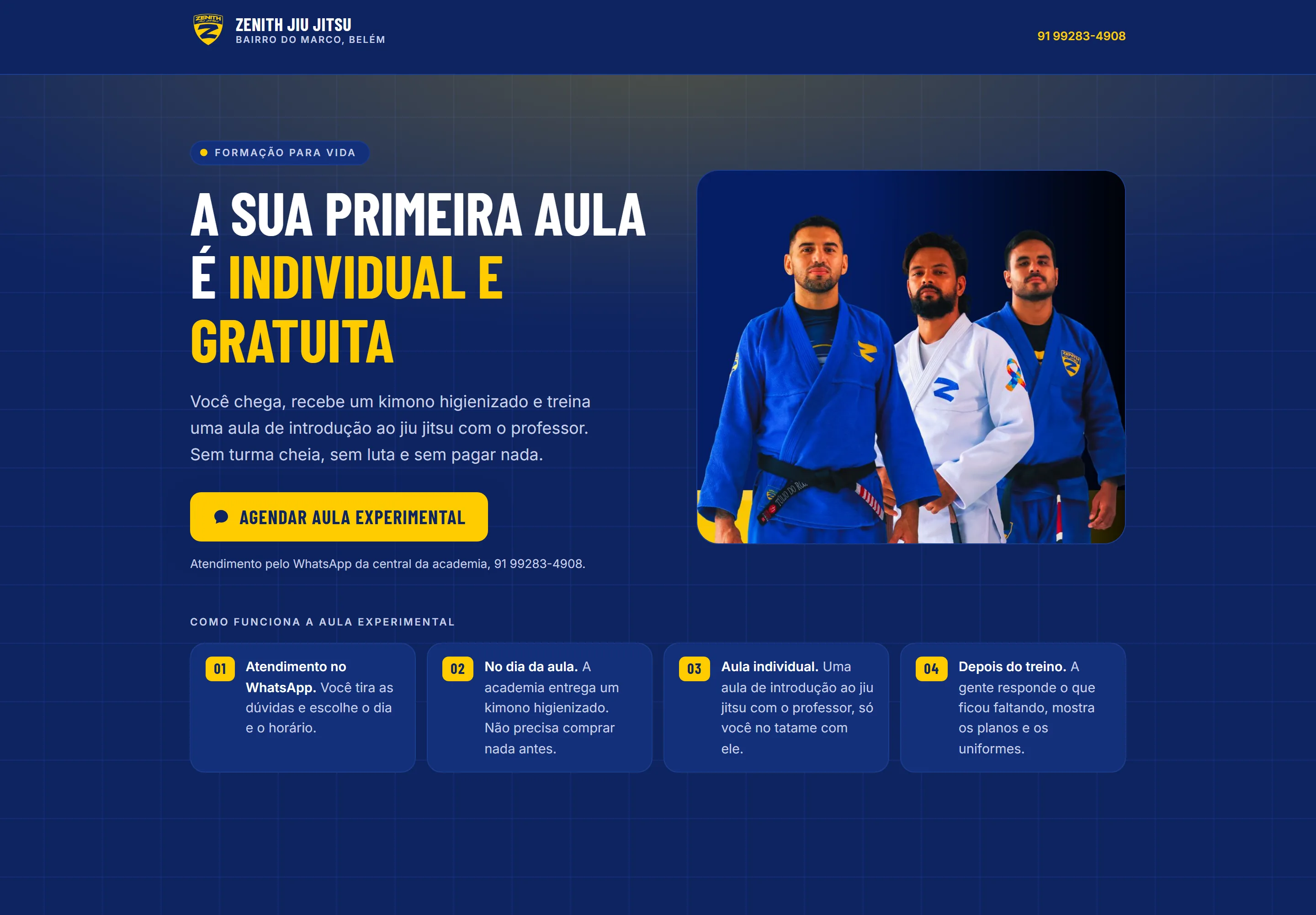 Primeira tela da demo Zenith Jiu Jitsu